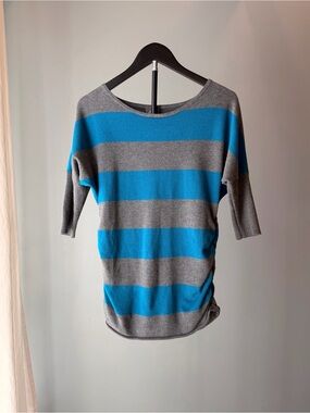 Dots Vintage Y2K Women's Medium Striped Sweater Shirt Retro Blue Gray Casual Tee